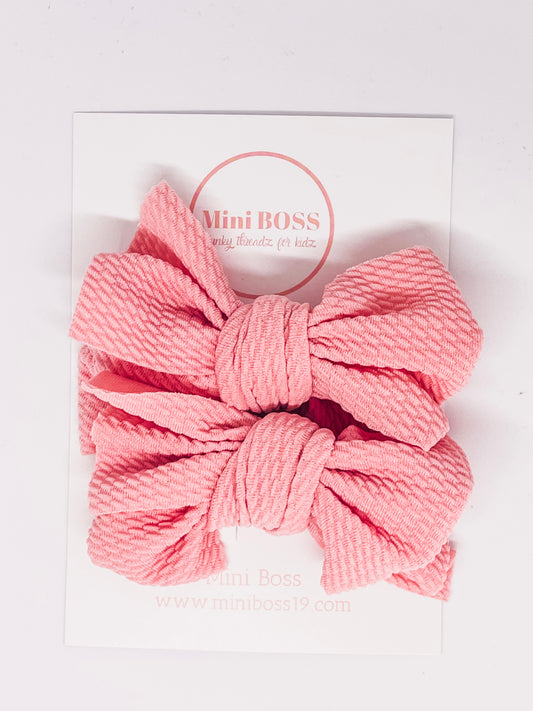 Double bow clips (Dusty Pink) - Mini Boss